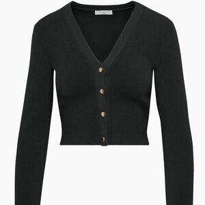 Babaton Wembley Sculpt Knit Black Buttoned Cardigan M VCUG